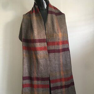 L'Accessorio Italiano brown plaid acrylic scarf